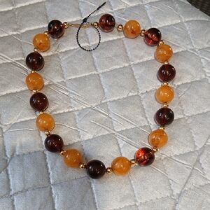 Vintage Signed Napier Faux Amber Lucite Necklace